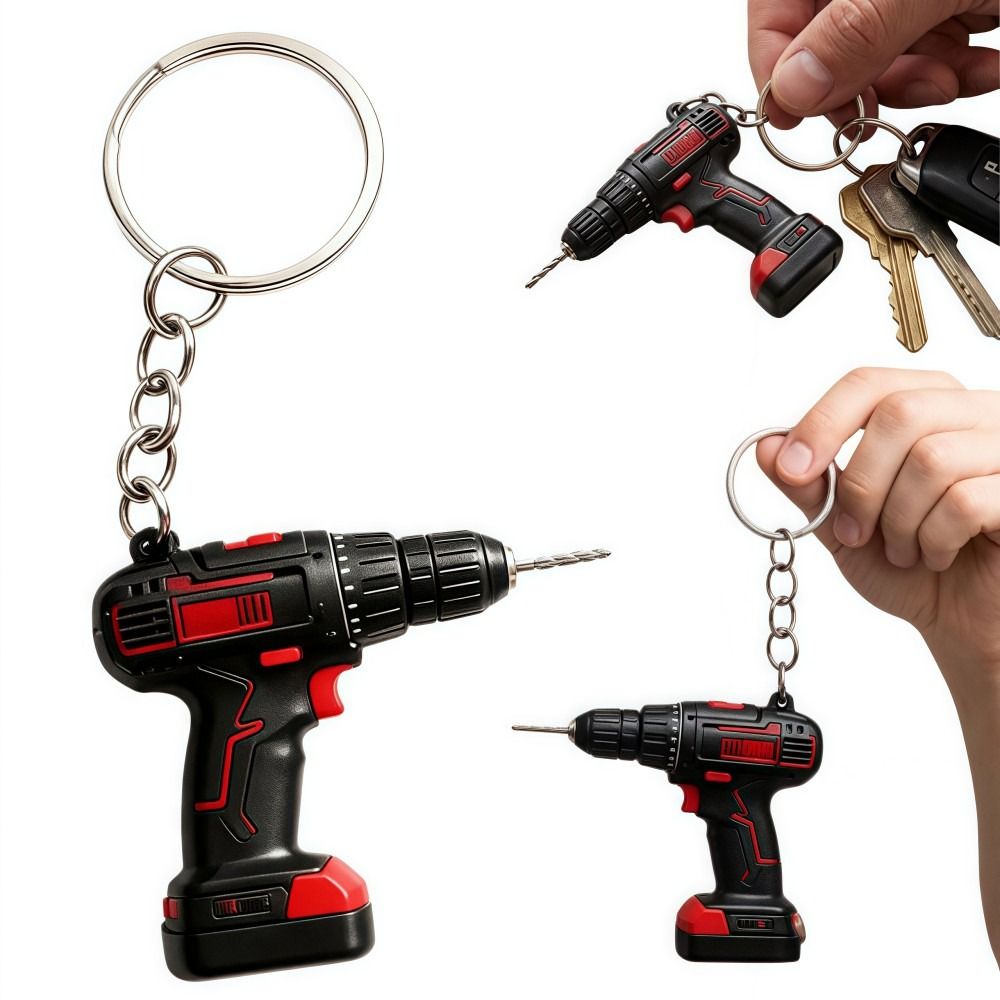 Mini Electric Drill-shaped Key - Heavy Equipment Keychain のレビューと価格